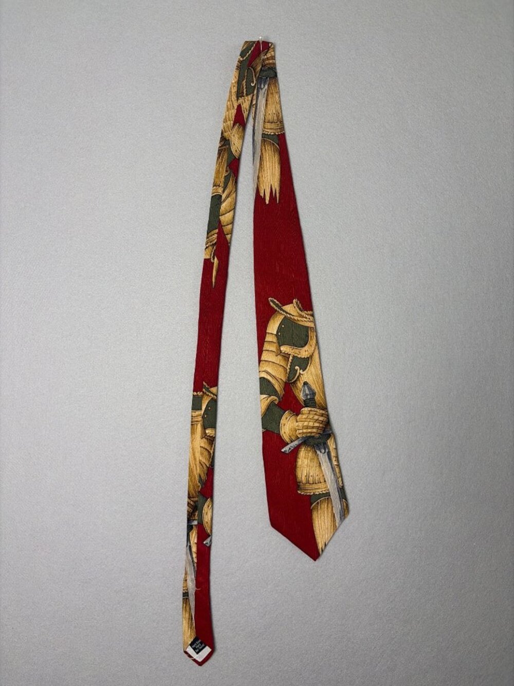Oscar de la Renta Men's Necktie with Suit of Armor Print Cosplay History Theater